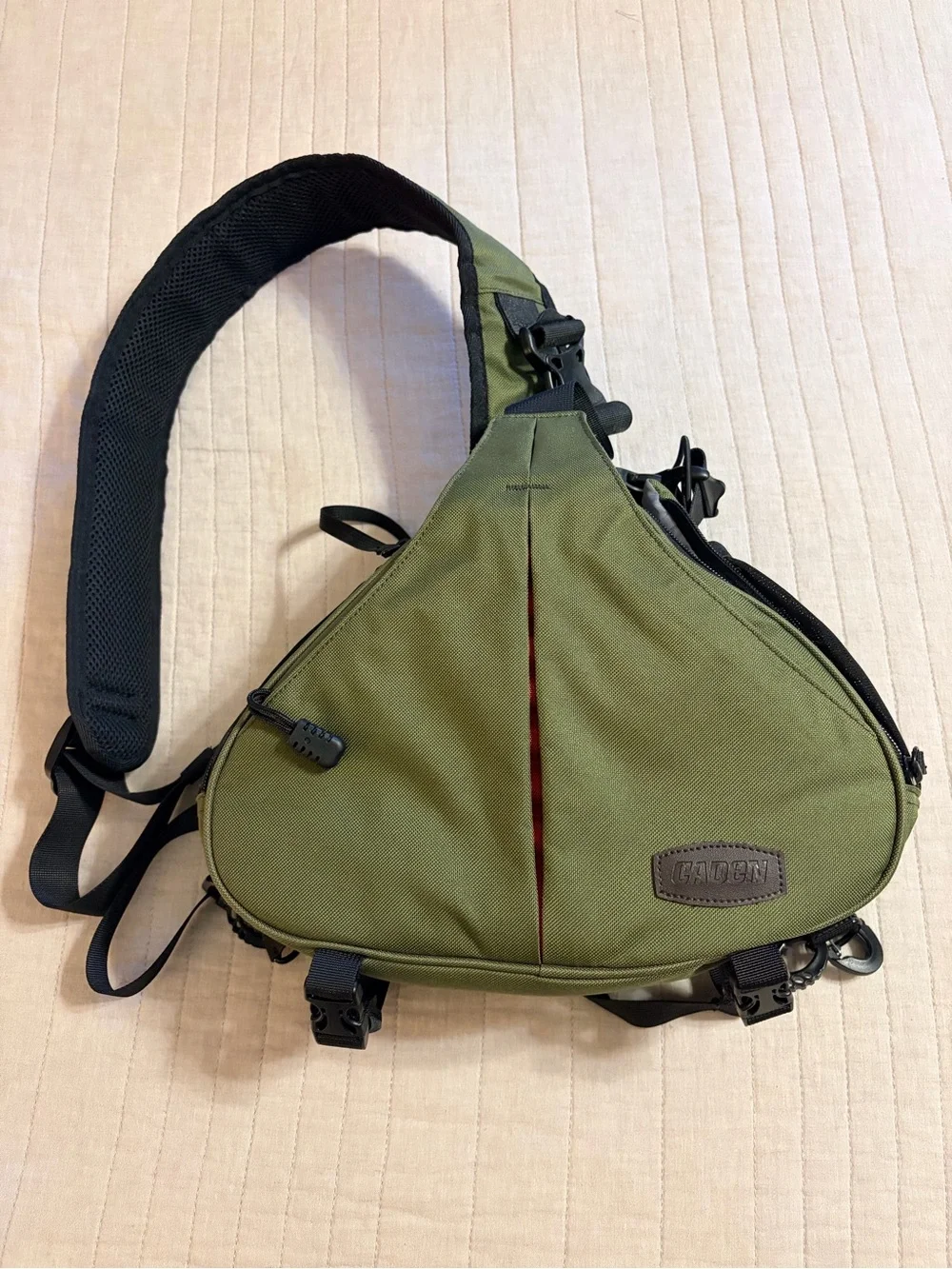 Caden Olive Green Sling Backpack Compact Crossbody Camera Bag